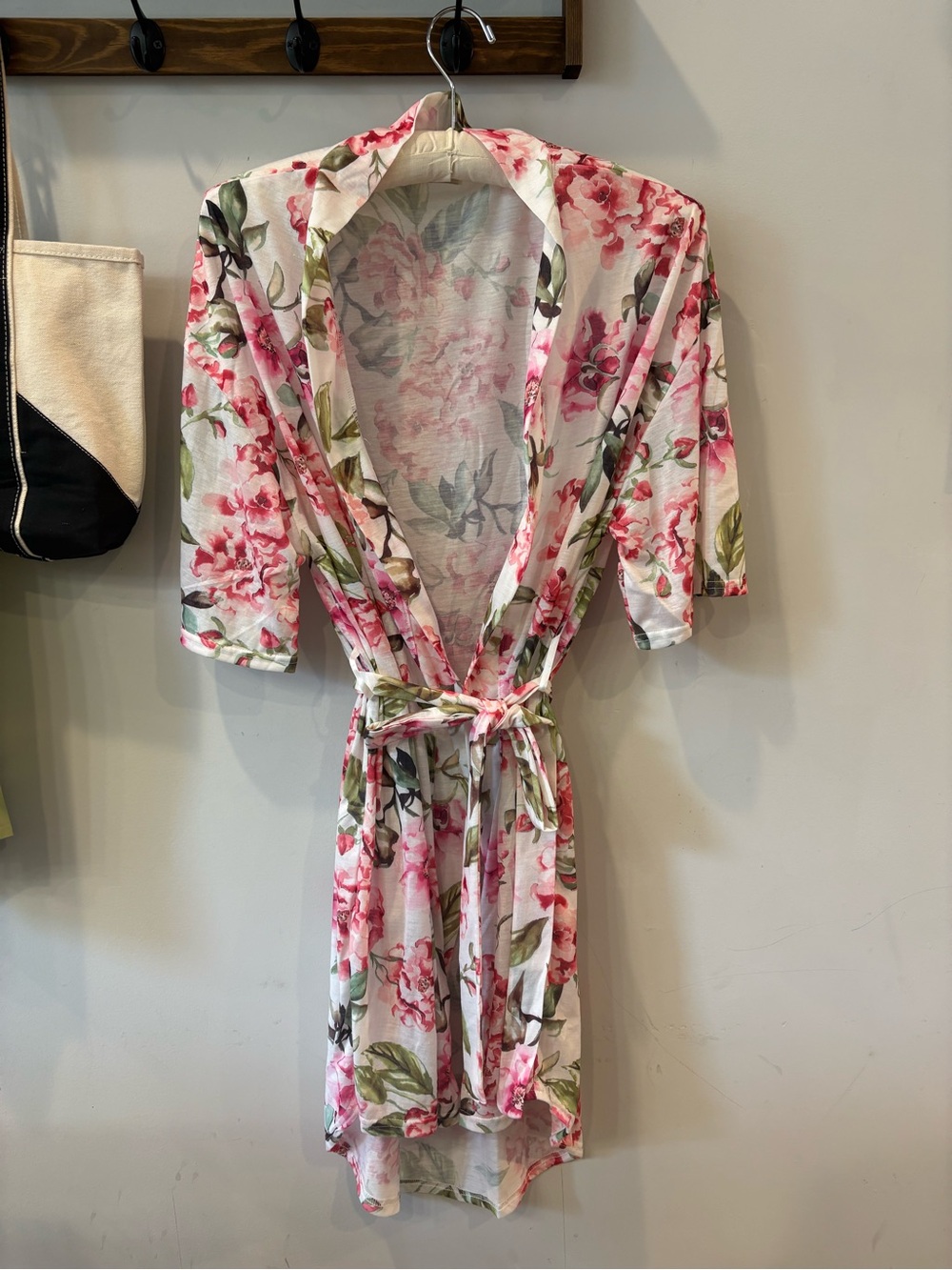 Show Me Your MuMu Pink Floral & Green Leaf Tie-Waist Robe